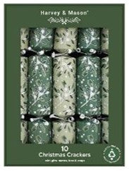 14" Green Mistletoe Christmas Crackers - Pack of 10