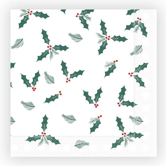 33cm 2Ply Jolly Holly Napkins - Pack of 100