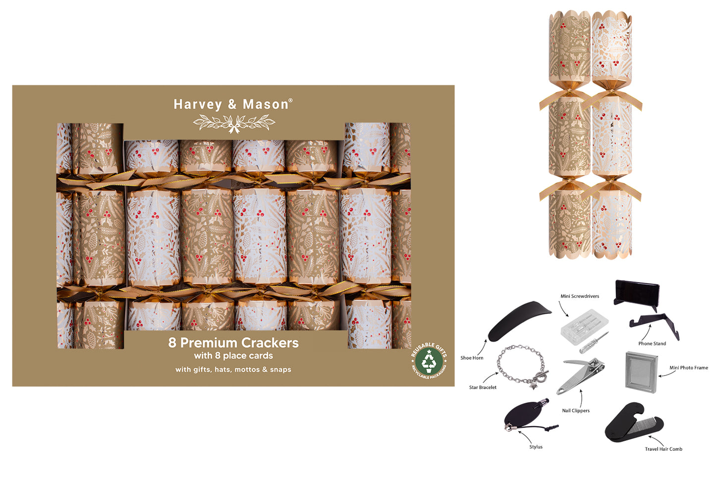 8 Pack Premium Gold Foliage 12.5" Crackers