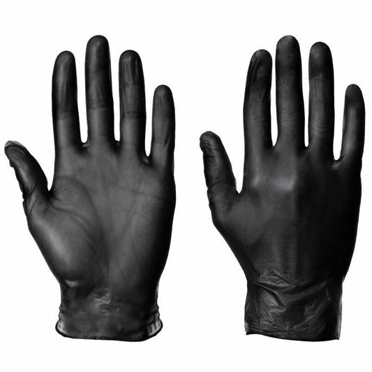 Disposable Vinyl Powder Free Black Gloves Large