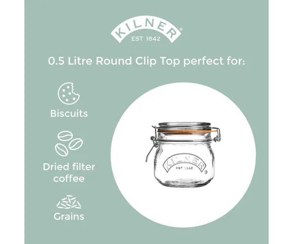 Round Kilner Cliptop Jars 0.50ltr Per 6
