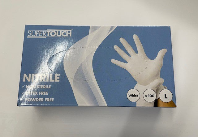 Supertouch Nitrile White Powder Free Gloves Large