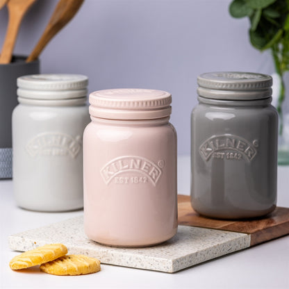 Kilner Ceramic Push Top Dusty Pink Jar 0.6 Litre