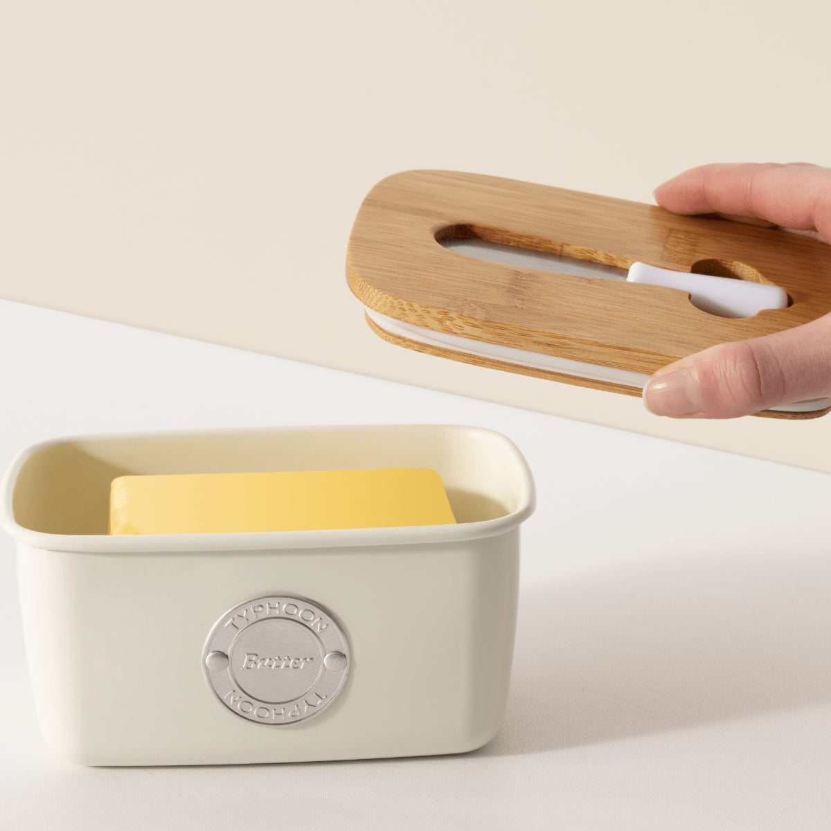 Typhoon Living Cream Butter Storage & Spatula Set