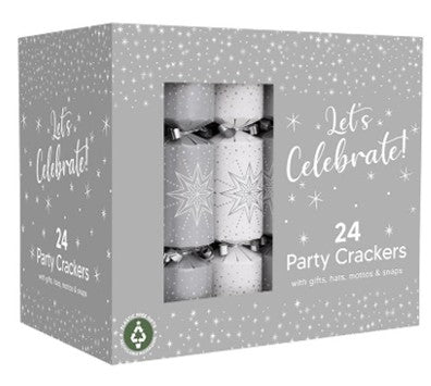 9" Silver Star Christmas Crackers - Pack of 24