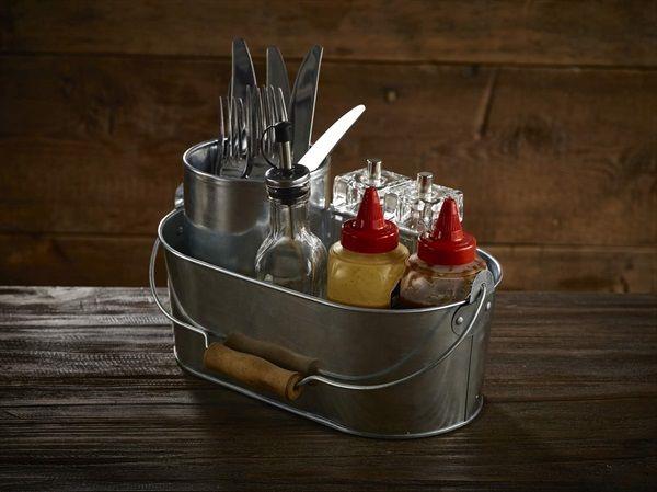 Galvanised Steel Oval Table Caddy 28x15.5x10cm