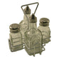Glass 4 Piece Condiment Set Salt, Pepper, Oil. Vinegar