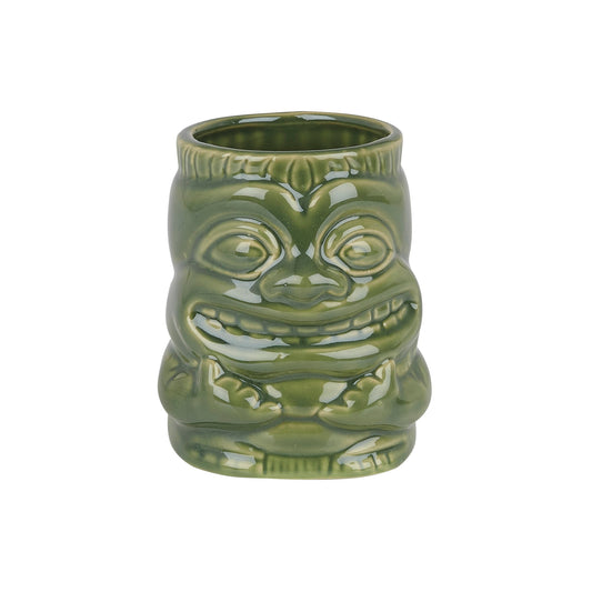 Ceramic Tiki Mug with Handle Sea Green 425ml Tiki Bar Cocktail Mug