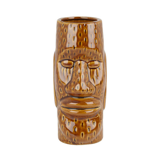 Ceramic Easter Islander Tiki Mug Medium Brown 450ml Tiki Bar Cocktail Mug