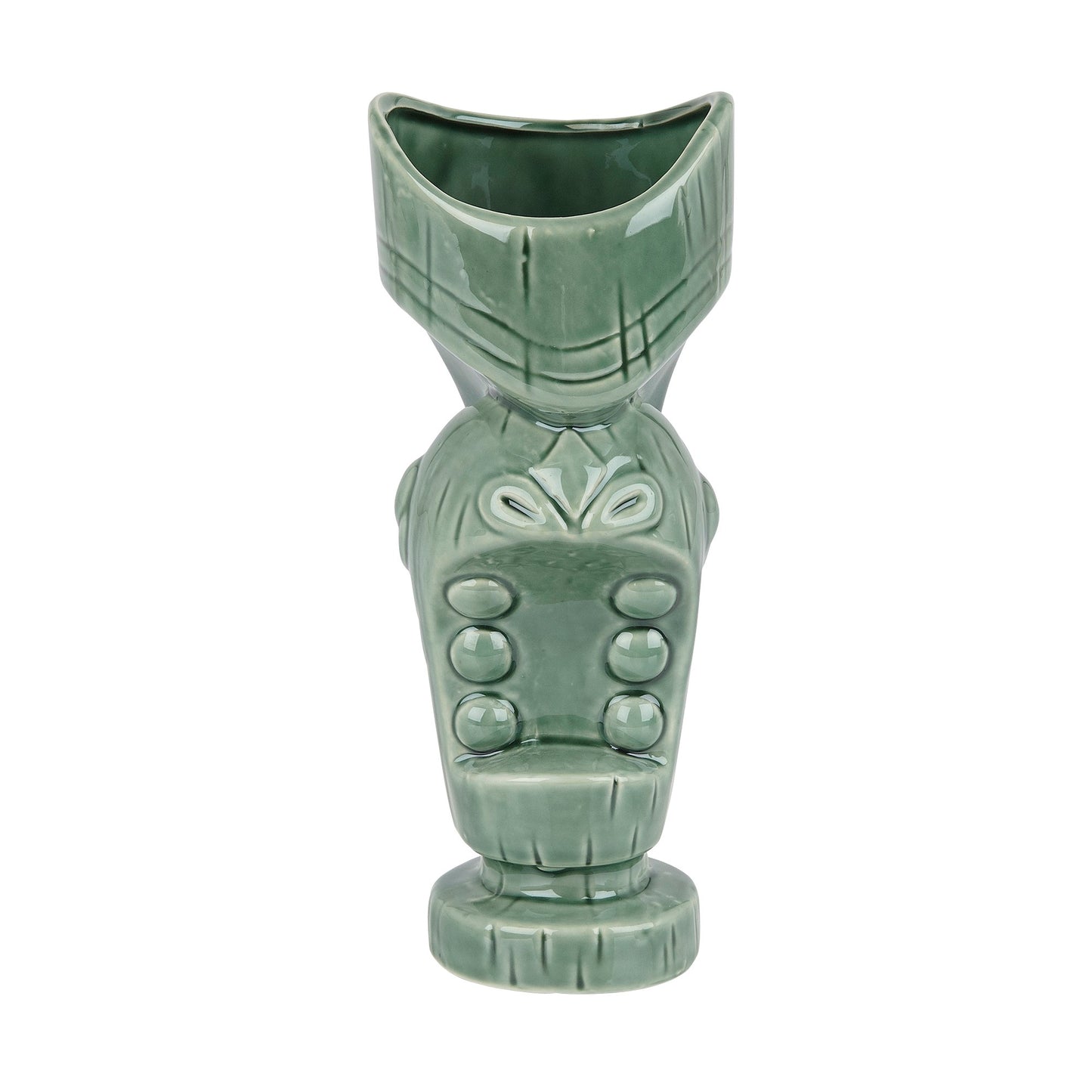 Ceramic Large Mouth Tiki Mug Jungle Green 650ml Tiki Bar Cocktail Mug