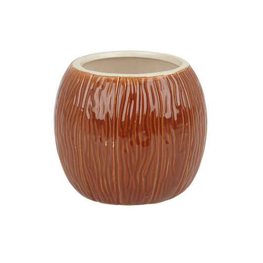 Ceramic Coconut Tiki Mug Medium Brown 500ml Tiki Bar Cocktail Mug