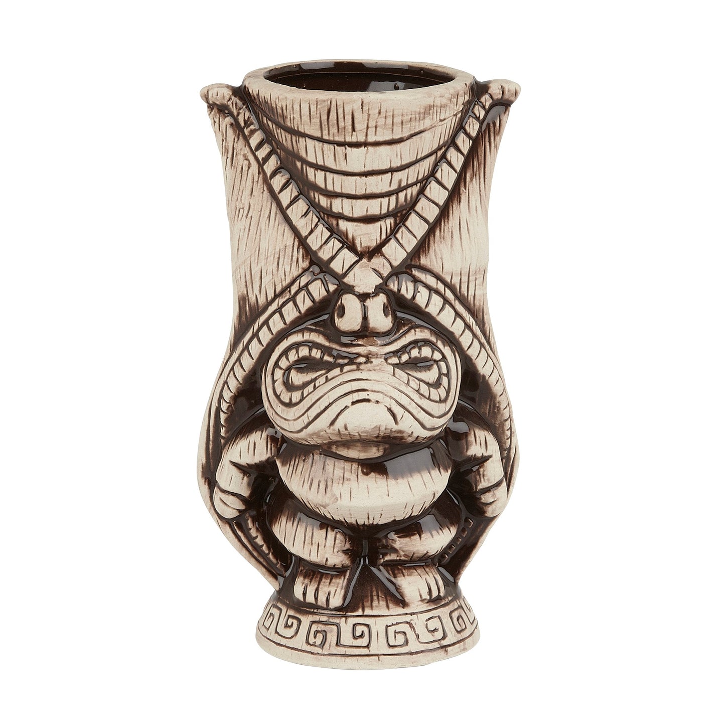 Ceramic Kane Tiki Mug Light & Coffee Brown 400ml Tiki Bar Cocktail Mug