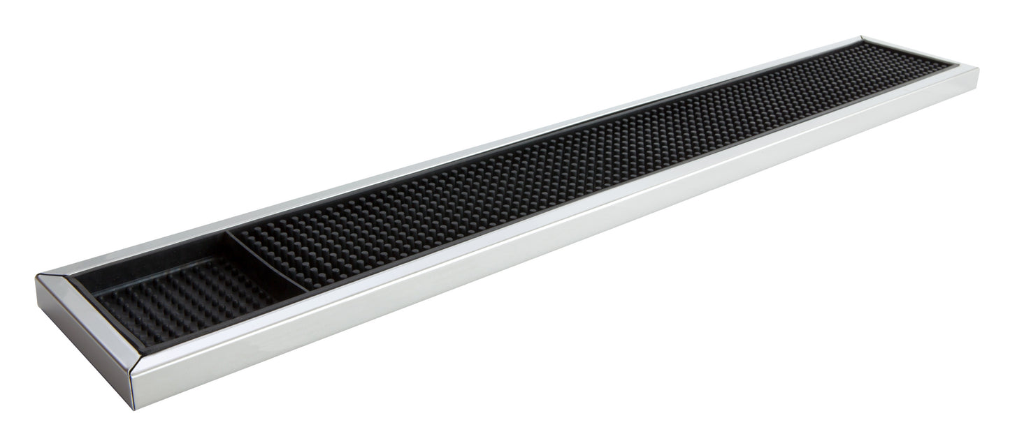 Deluxe Black Rubber Bar Mat with stainless steel Trim