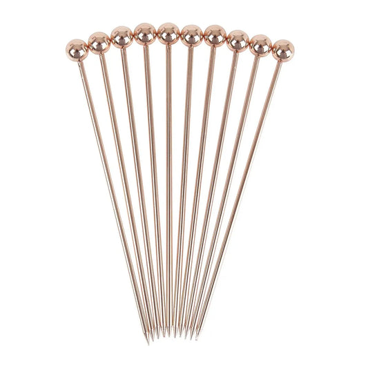 Beaumont Copper Plated Ball Cocktail Garnish Picks (Pack of 10)