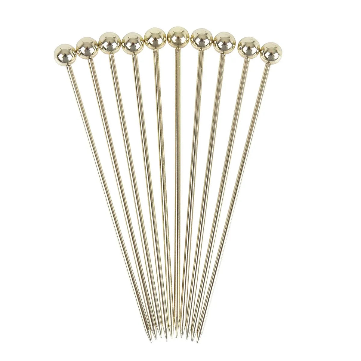 Beaumont Gold Plated Ball Cocktail Garnish Picks (Pack of 10)