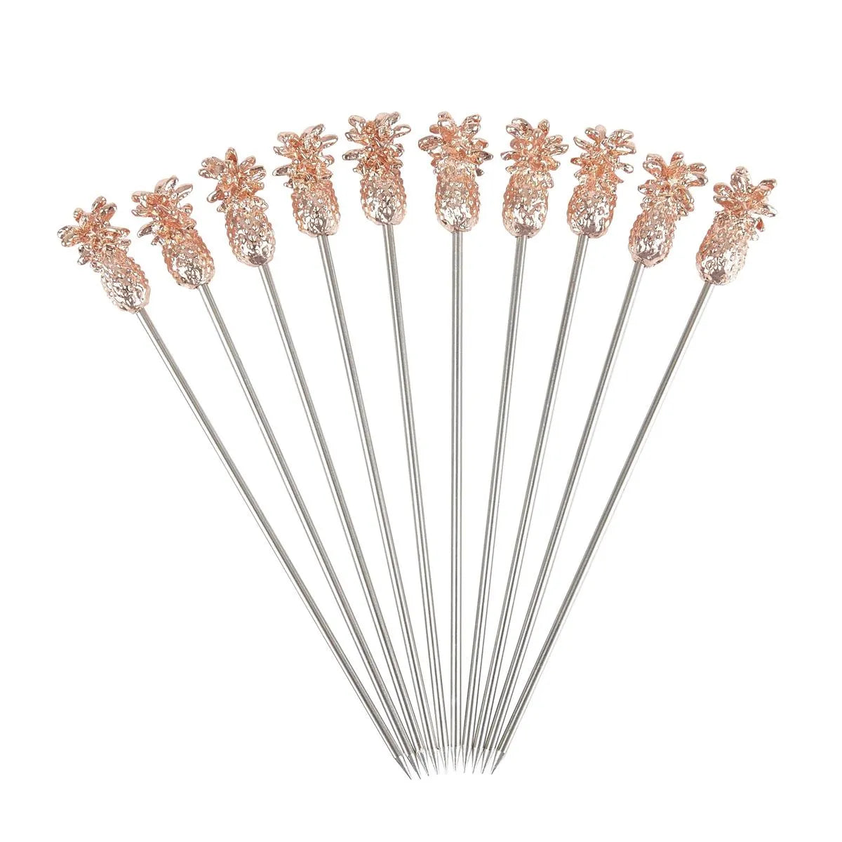 Beaumont Copper Plated Tiki Pineapple Cocktail Garnish Picks (Pack of 10)