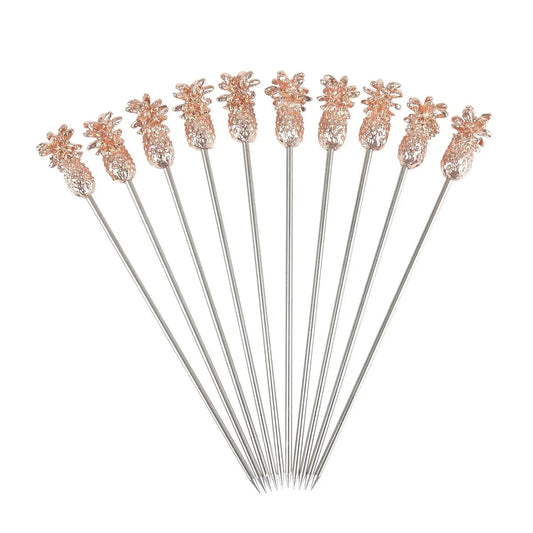 Beaumont Copper Plated Tiki Pineapple Cocktail Garnish Picks (Pack of 10)