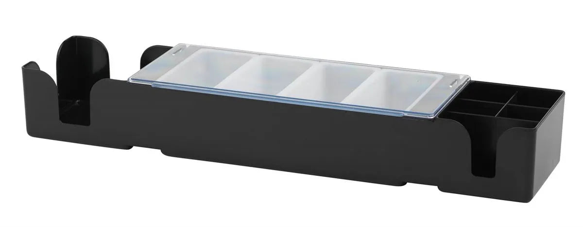 Black Plastic 4 Comp. Bar Centre Condiment Holder