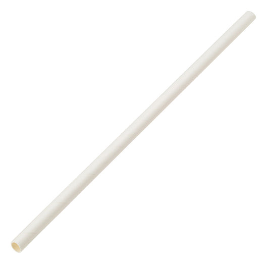 8" Paper Solid White Straw