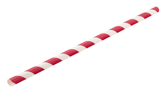 8" Paper Red Stripe Straw