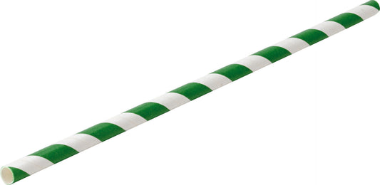 8" Paper Green Stripe Straw