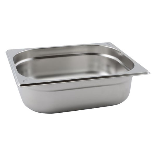 Genware Stainless Steel Gastronorm Pan, Size 1/2, 150mm Deep