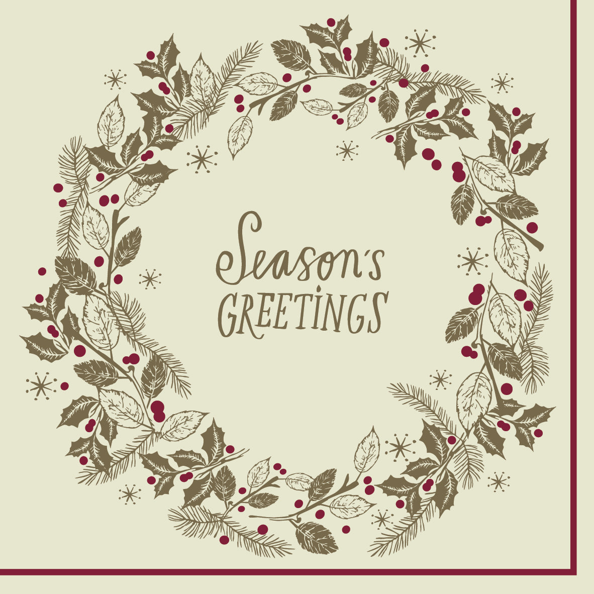 Seasons Greetings Napkins 40cm 3ply Serviettes Per 100